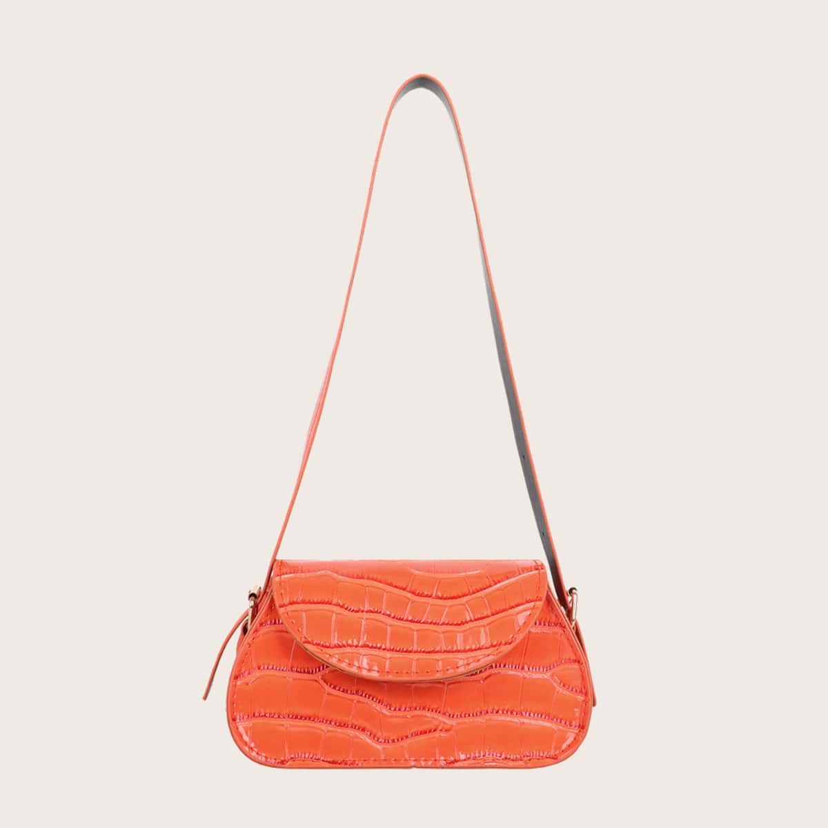 

Croc Embossed Shoulder Bag, Orange