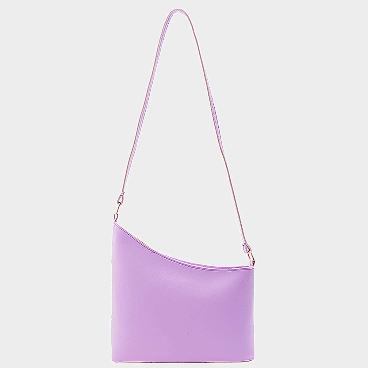 

Solid Zip Shoulder Bag, Purple