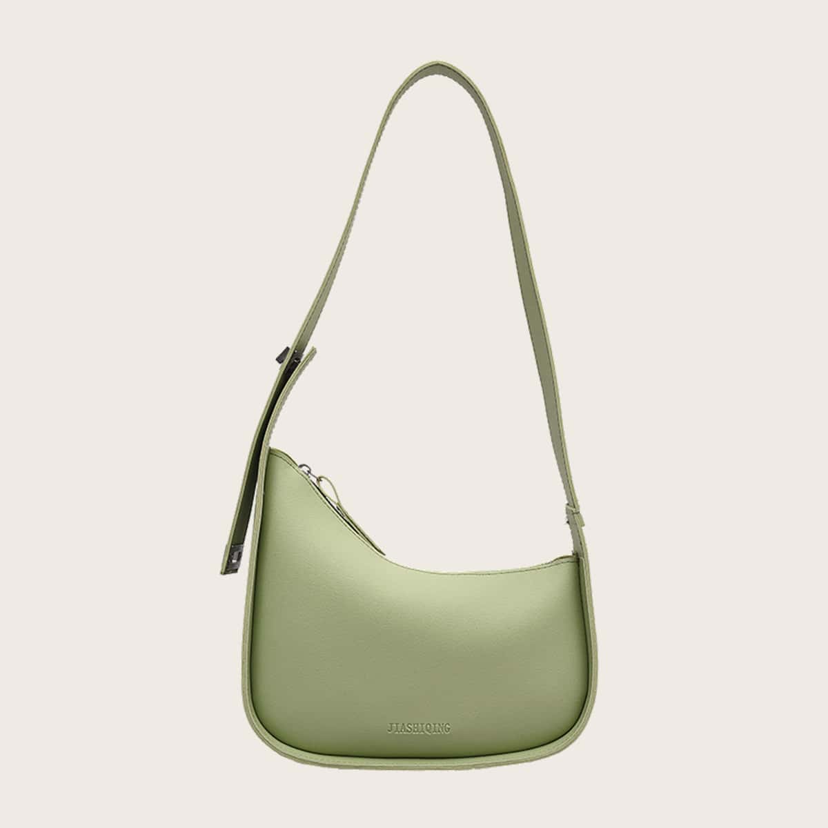 

Solid Zip Shoulder Bag, Green