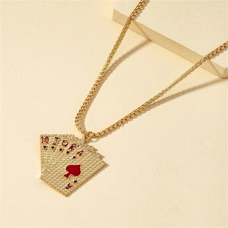 

Playing Card Pendant Necklace, Gold