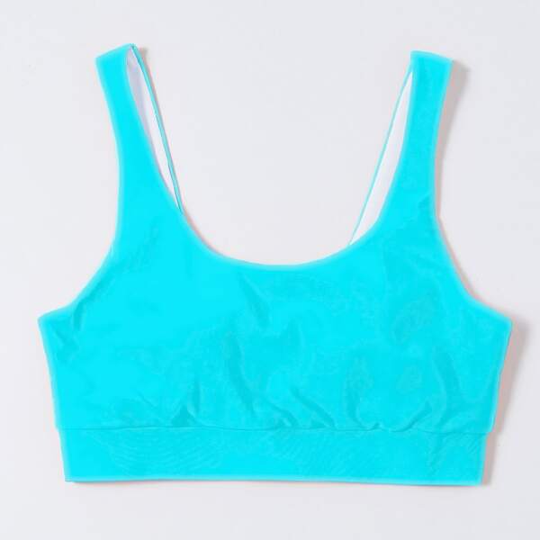 

Plain Scoop Neck Bikini Top, Mint blue