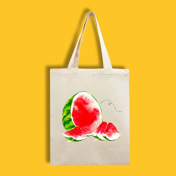 

Fruit Graphic Shopper Bag, Beige