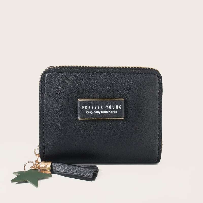 

Star Tassel Zip Purse, Black