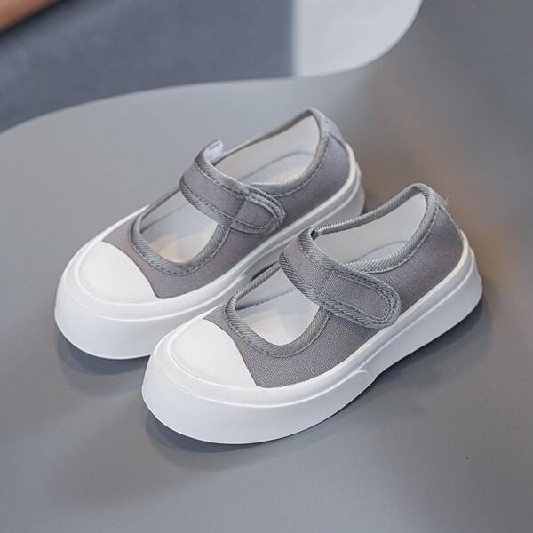 

Girls Velcro Strap Flats, Grey