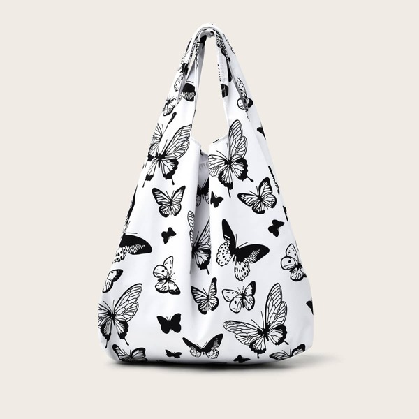 

Butterfly Graphic Tote Bag, Black and white