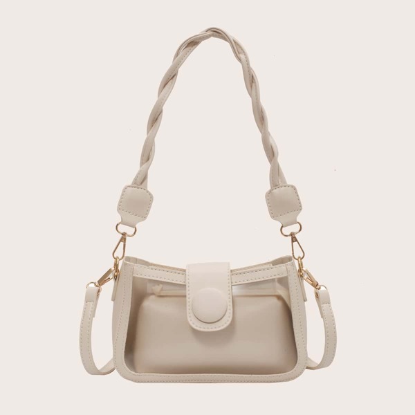 

Clear Baguette Bag With Inner Pouch, Beige