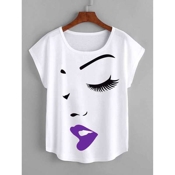 

Figure Graphic Batwing Sleeve Tee, White