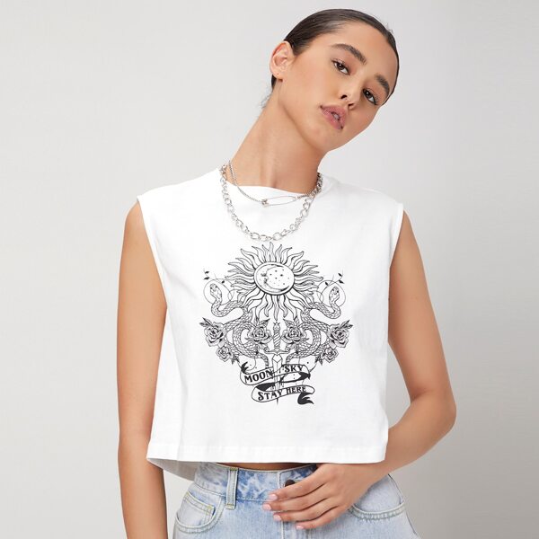 

Letter Graphic Tank Top, White