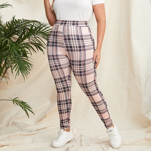 

Plus Plaid Print Leggings, Multicolor