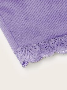 Muchica 拼接蕾絲短版吊帶上衣 - 紫丁香色 - 查看 3