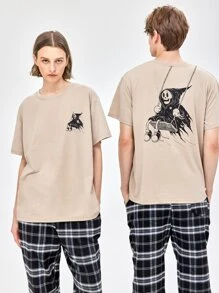 Brooksart Unisex 1pc Skull Graphic Tee - Khaki - View 1