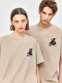 Brooksart Unisex 1pc Skull Graphic Tee - Khaki - View 2