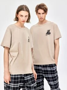 Brooksart Unisex 1pc Skull Graphic Tee - Khaki - View 4