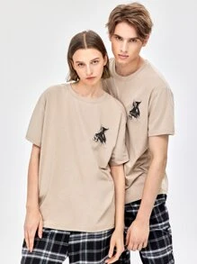 Brooksart Unisex 1pc Skull Graphic Tee - Khaki - View 5