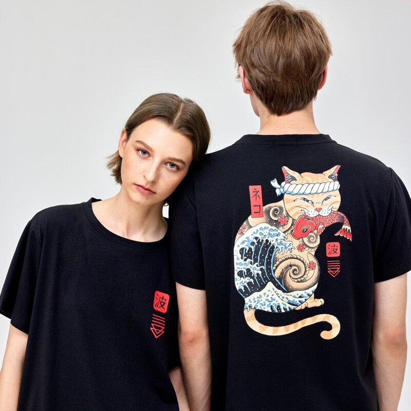 

Unisex 1pc Cat Graphic Tee, Black