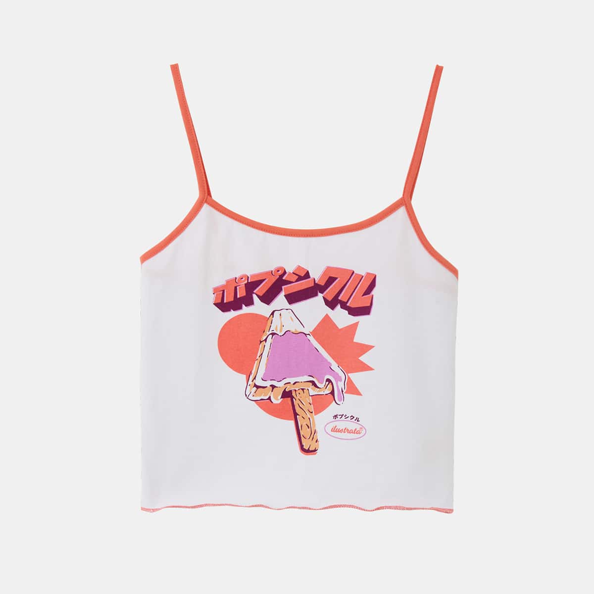 

Ice Cream Ringer Crop Cami, White