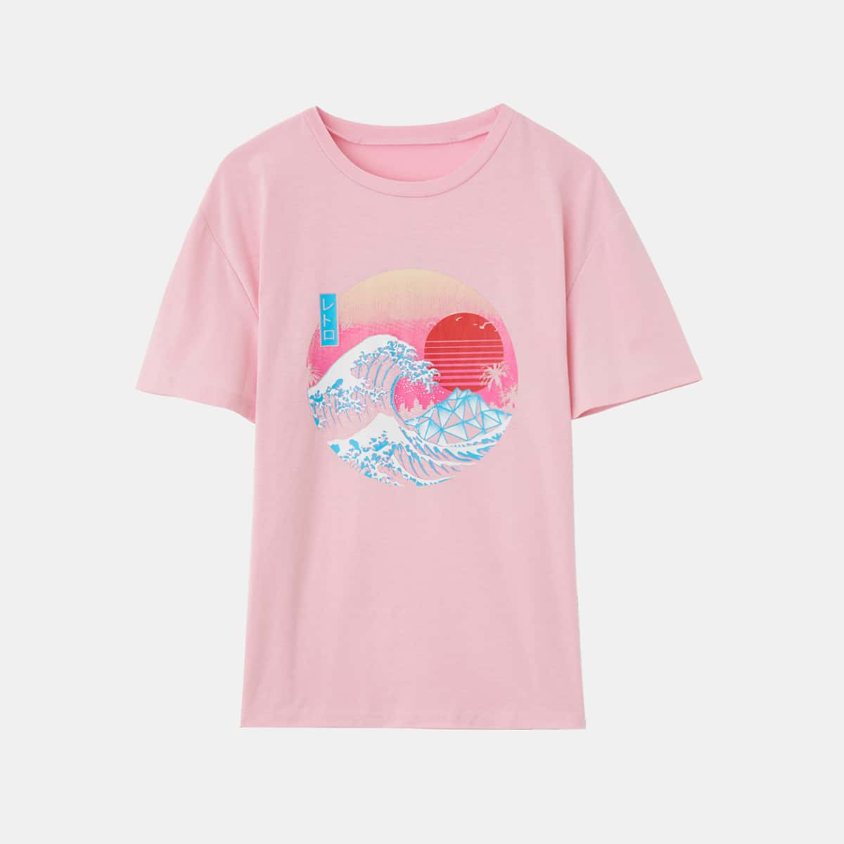 

ROMWE X Vincenttrinidadart Wave Graphic Tee, Baby pink
