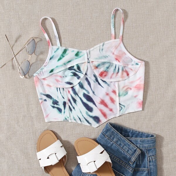 

Tie Dye Bustier Crop Cami Top, Multicolor