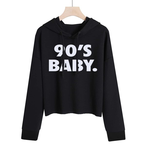 

Drop Shoulder Letter Graphic Drawstring Hoodie, Black