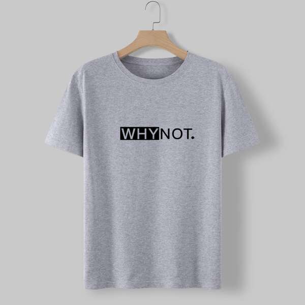

Slogan Graphic Short Sleeve Tee, Grey