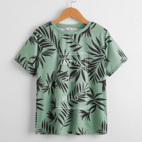

Boys Letter and Plants Print Top, Multicolor