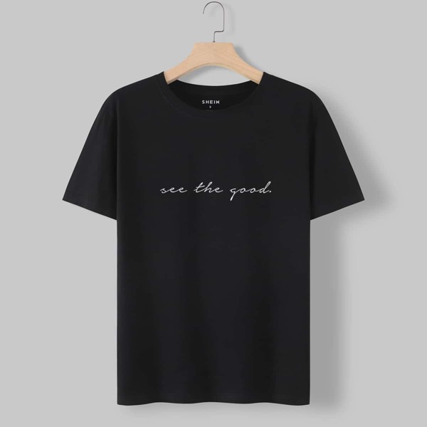

Slogan Graphic Short Sleeve Tee, Black