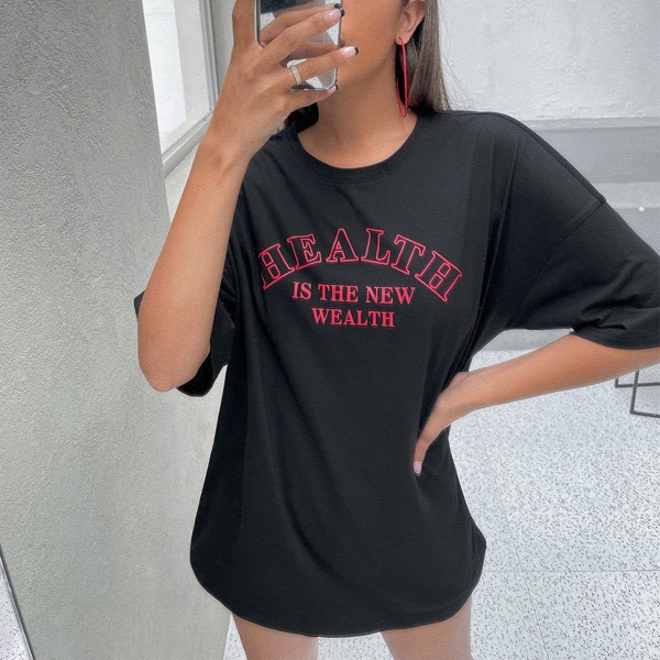 

Slogan Graphic Boyfriend Tee, Black