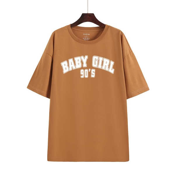 

Letter Graphic Drop Shoulder Oversized Tee, Brown