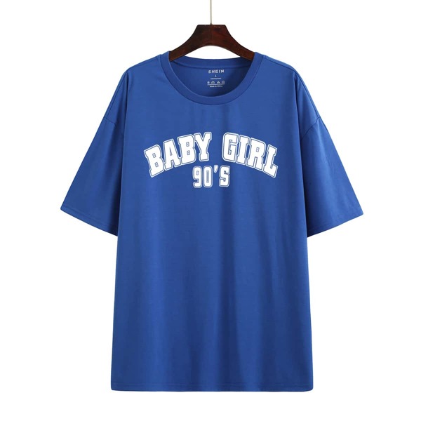 

Letter Graphic Drop Shoulder Oversized Tee, Blue