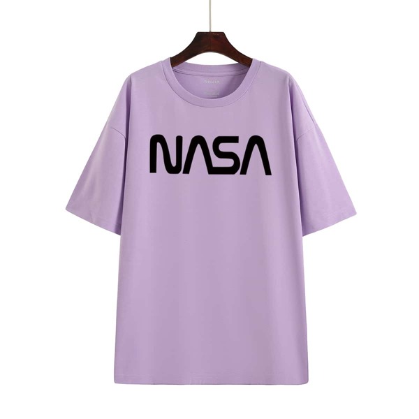 

Letter Graphic Drop Shoulder Oversized Tee, Lilac purple