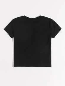 SHEIN EZwear Striped Print Tee - Black and White - View 2