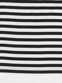 SHEIN EZwear Striped Print Tee - Black and White - View 5