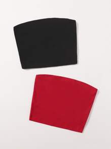 Muchica 2 Packs Rib-Knit Crop Tube Top - Multicolor - View 3