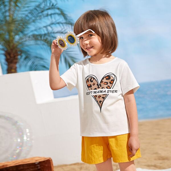 

Toddler Girls Heart And Slogan Graphic Tee, White