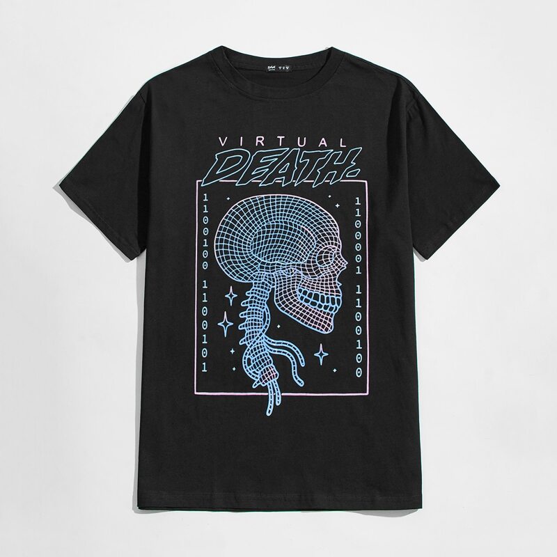 

Guys Letter Skull Graphic Tee, Black