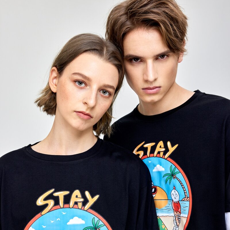 

Unisex 1pc Letter Skull Graphic Tee, Black