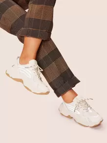 Lace-up Chunky Sneakers - Beige - View 1