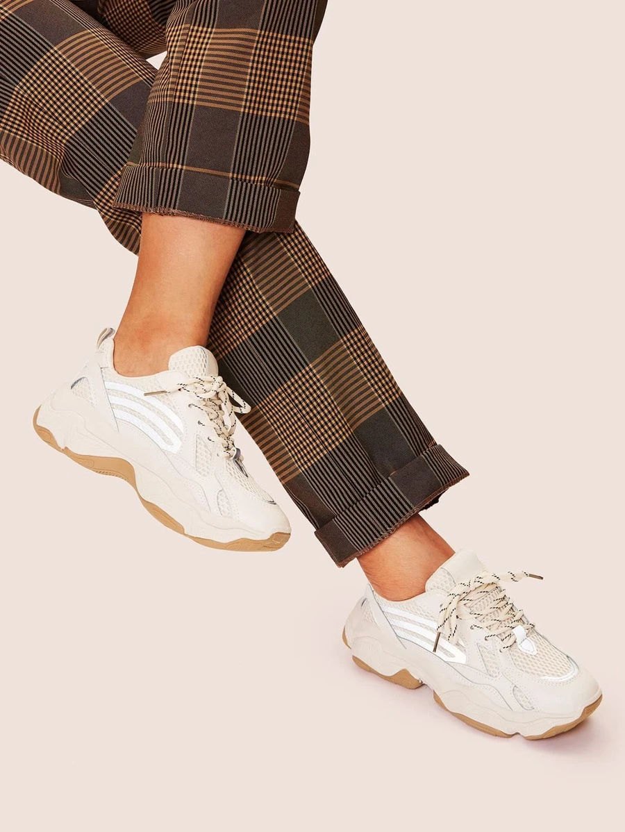 Lace-up Chunky Sneakers - Beige - View 1