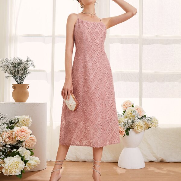 

Solid Zip Back Cami Dress, Dusty pink
