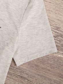 地圖圖案短袖T恤 - 淺灰色 - 查看 5