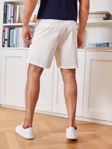 GENTILAND Men Solid Bermuda Shorts - Beige - View 2