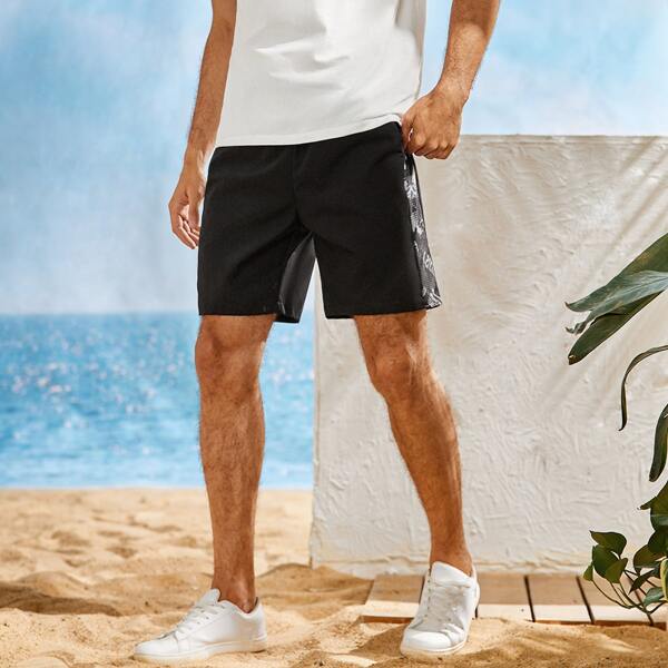 

Men Contrast Sideseam Shorts, Black