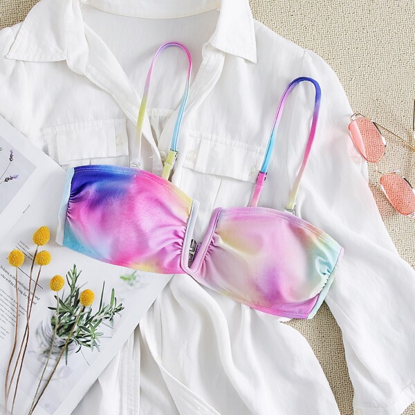 

Tie Dye V Wired Bikini Top, Multicolor