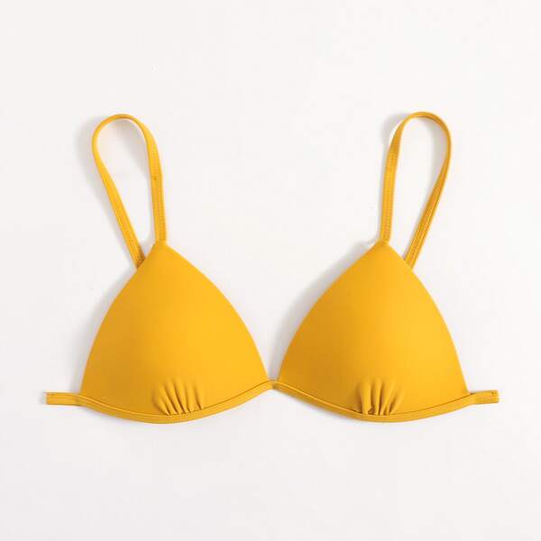 

Ruched Triangle Bikini Top, Yellow