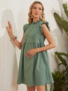 SHEIN فساتين الأمومة الزر الصاف لطيفة