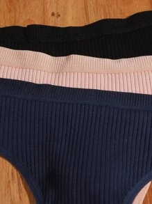 5 paquetes Bragas sexys de canalé sólido