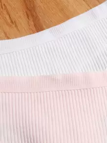 5 paquetes Bragas sexys de canalé sólido