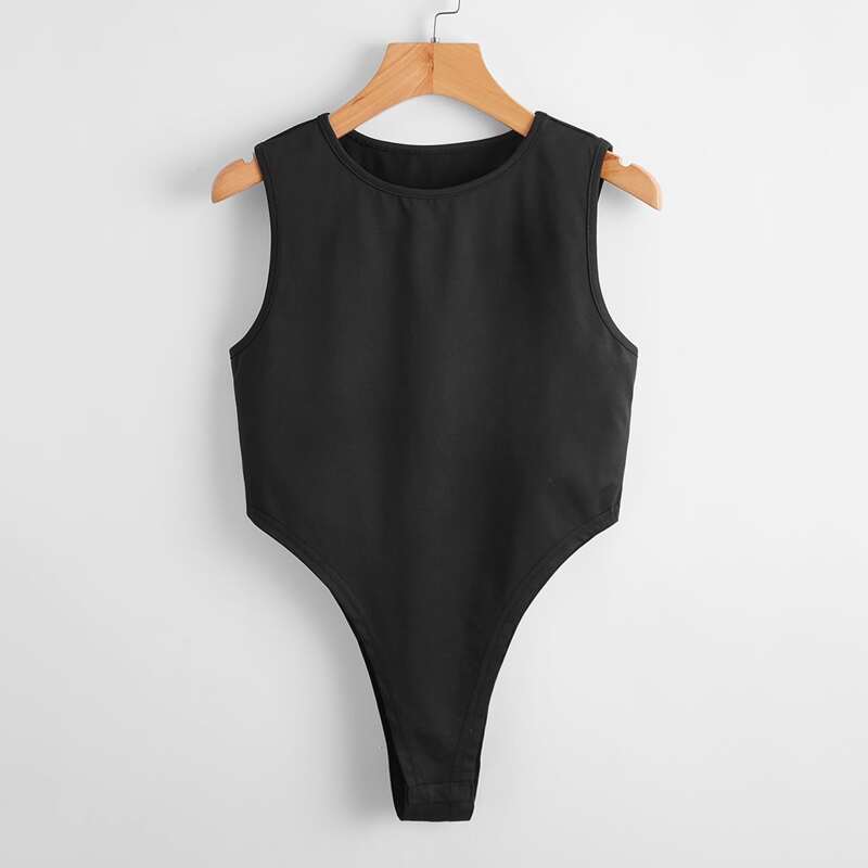 

Solid Tank Bodysuit, Black
