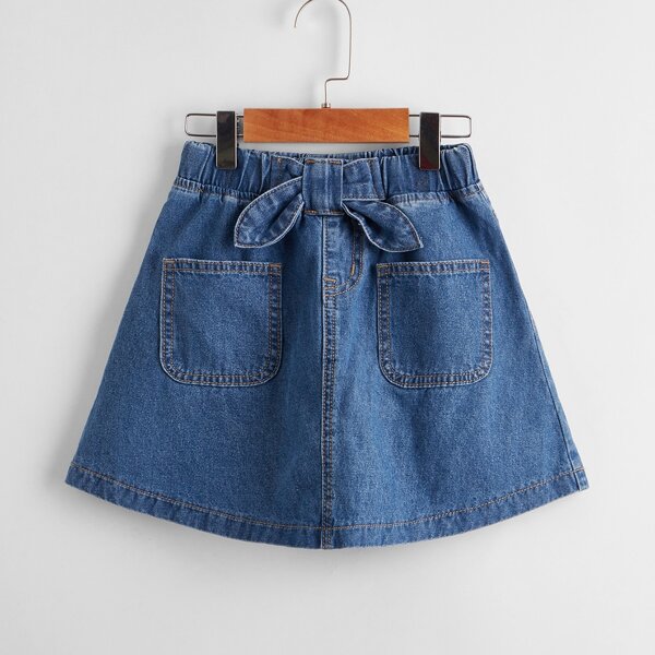 

Toddler Girls Dual Pocket Solid A-line Denim Skirt, Medium wash