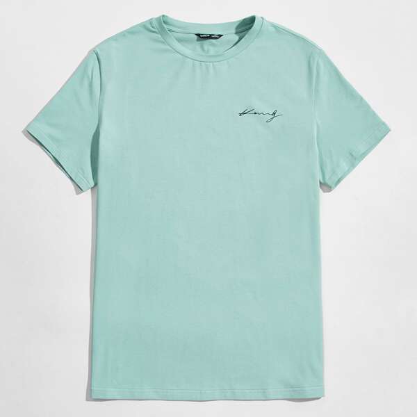 

Men Letter Graphic Tee, Mint green
